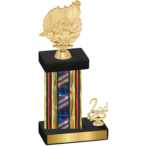 Accented Single Flag USA Second Place Swimming Trophy