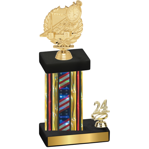 Accented Single Flag USA Year Swimming Trophy