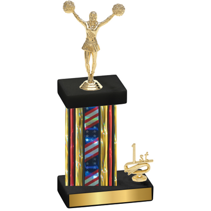 Accented Single Flag USA First Place Cheerleading Trophy