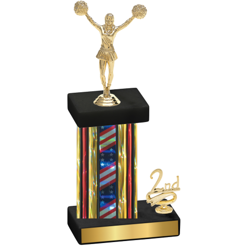 Accented Single Flag USA Second Place Cheerleading Trophy