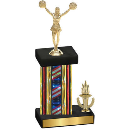 Accented Single Flag USA Victory Cheerleading Trophy