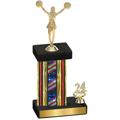 Accented Single Flag USA Year Cheerleading Trophy