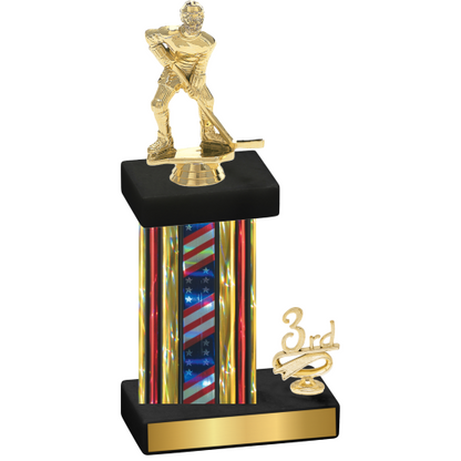 Accented Single Flag USA Third Place Hockey Trophy