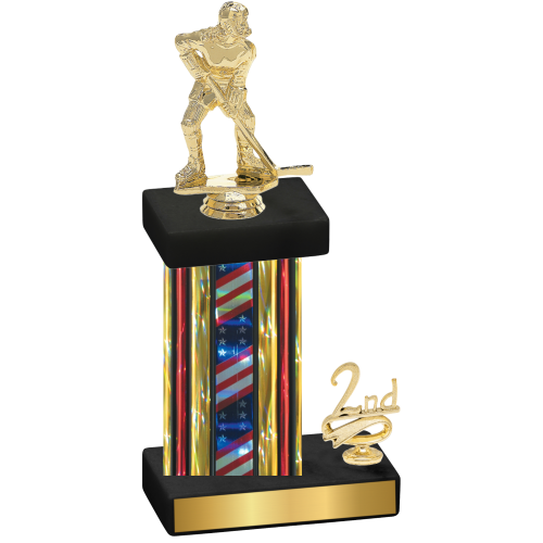 Accented Single Flag USA Second Place Hockey Trophy