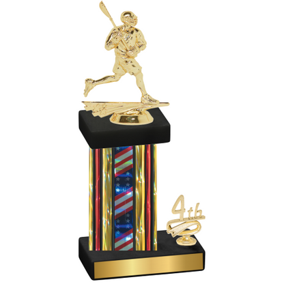 Accented Single Flag USA Fourth Place Lacrosse Trophy