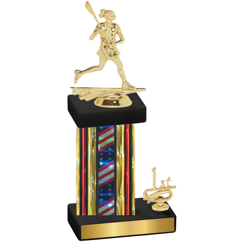 Accented Single Flag USA First Place Lacrosse Trophy