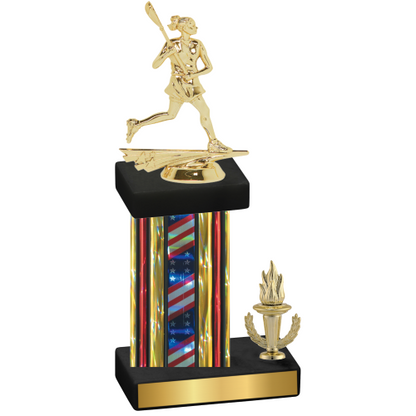 Accented Single Flag USA Victory Lacrosse Trophy