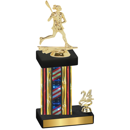 Accented Single Flag USA Year Lacrosse Trophy