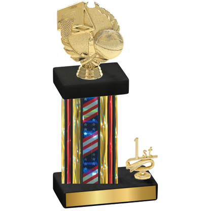 Accented Single Flag USA First Place Basketball Trophy