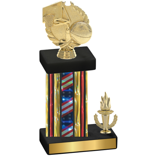 Accented Single Flag USA Victory Basketball Trophy