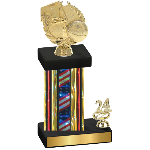 Accented Single Flag USA Year Basketball Trophy