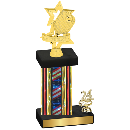 Accented Single Flag USA Year Pickleball Trophy