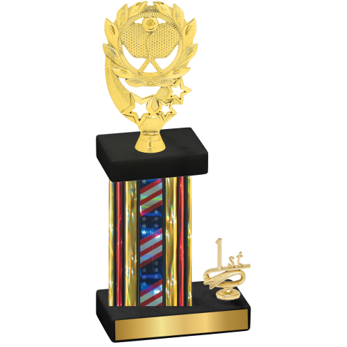 Accented Single Flag USA First Place Pickleball Trophy