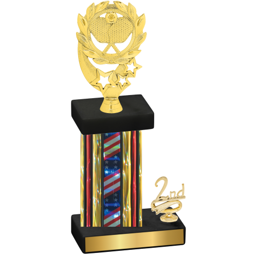 Accented Single Flag USA Second Place Pickleball Trophy