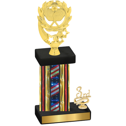 Accented Single Flag USA Third Place Pickleball Trophy
