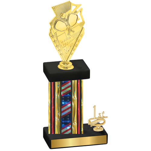 Accented Single Flag USA First Place Pickleball Trophy