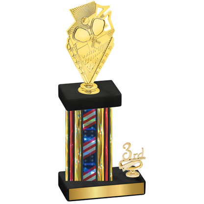 Accented Single Flag USA Third Place Pickleball Trophy