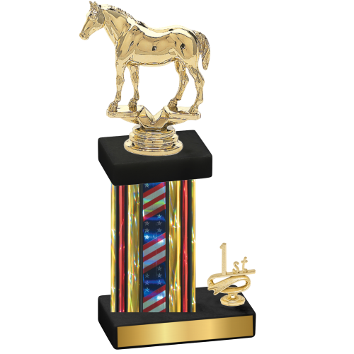 Accented Single Flag USA First Place Horses Trophy