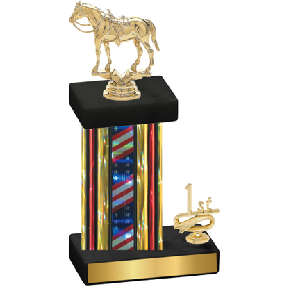 Accented Single Flag USA First Place Horses Trophy