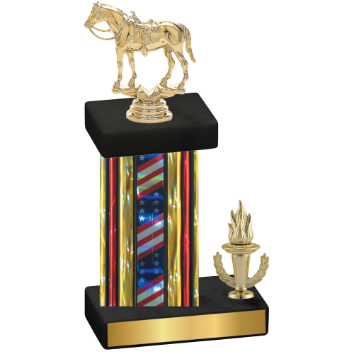 Accented Single Flag USA Victory Horses Trophy