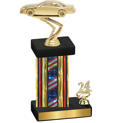 Accented Single Flag USA Year Cars Trophy