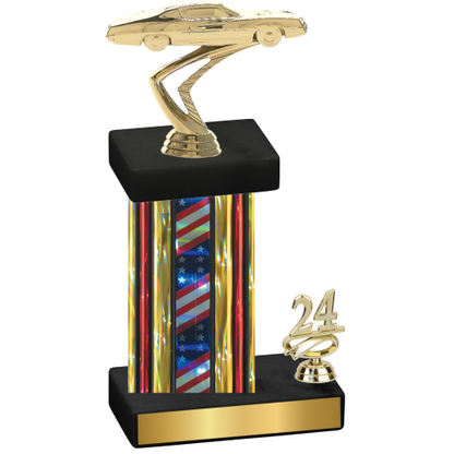 Accented Single Flag USA Year Cars Trophy