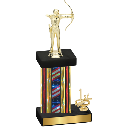 Accented Single Flag USA First Place Archery Trophy