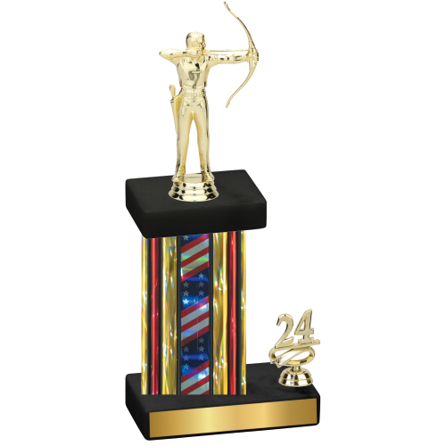 Accented Single Flag USA Year Archery Trophy