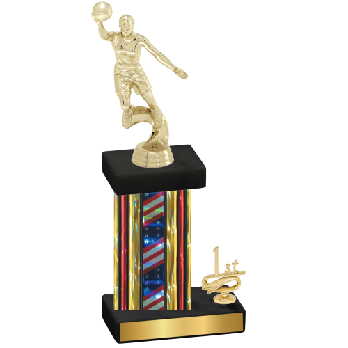 Accented Single Flag USA First Place Basketball Trophy