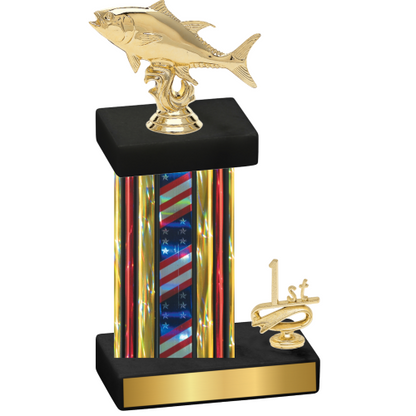 Accented Single Flag USA First Place Fishing Trophy