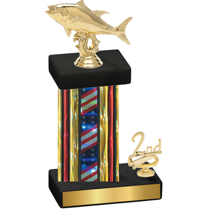 Accented Single Flag USA Second Place Fishing Trophy