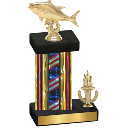 Accented Single Flag USA Victory Fishing Trophy