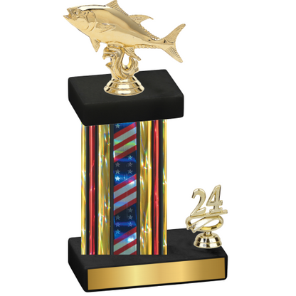 Accented Single Flag USA Year Fishing Trophy