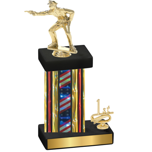 Accented Single Flag USA First Place Shooter Trophy