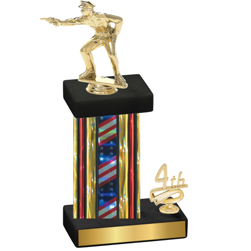 Accented Single Flag USA Fourth Place Shooter Trophy