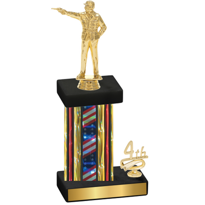 Accented Single Flag USA Fourth Place Shooter Trophy