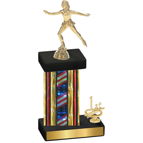 Accented Single Flag USA First Place Skater Trophy