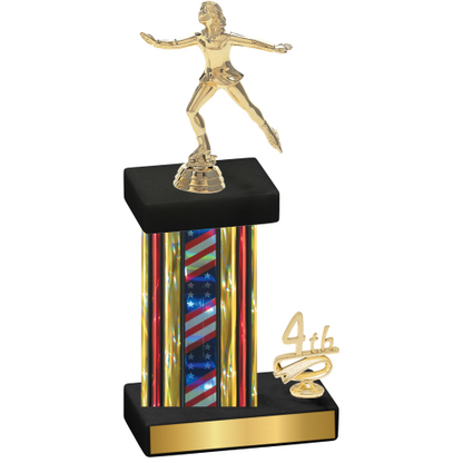 Accented Single Flag USA Fourth Place Skater Trophy