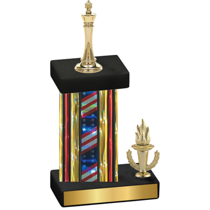 Accented Single Flag USA Victory Chess Trophy