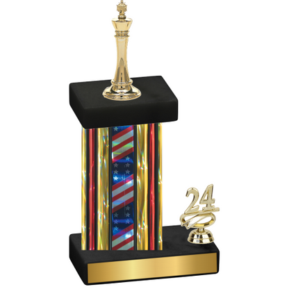 Accented Single Flag USA Year Chess Trophy