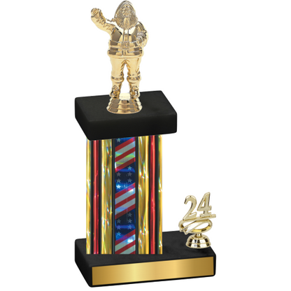 Accented Single Flag USA Year Holiday Trophy