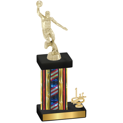 Accented Single Flag USA First Place Basketball Trophy