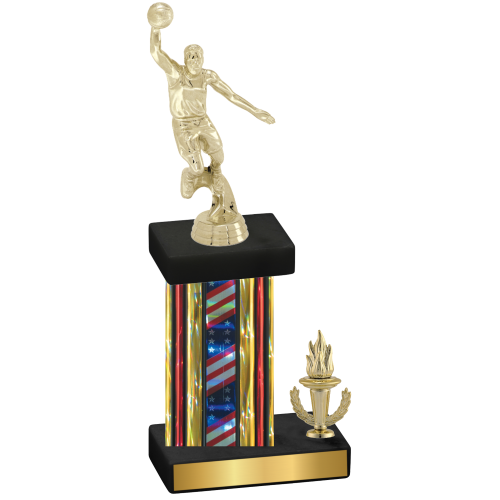 Accented Single Flag USA Victory Basketball Trophy