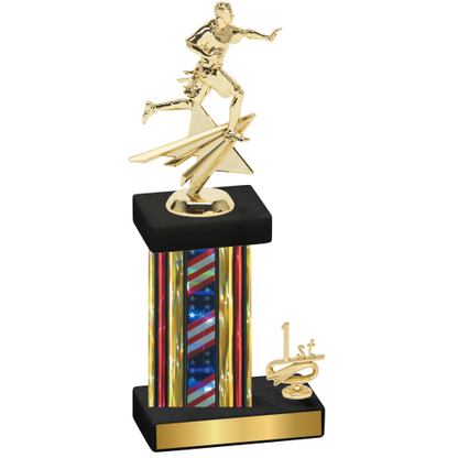 Accented Single Flag USA First Place Flag Football Trophy