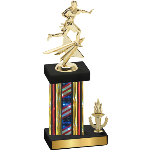 Accented Single Flag USA Victory Flag Football Trophy