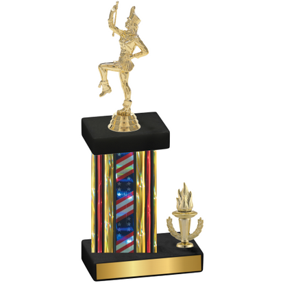 Accented Single Flag USA Victory Majorette Trophy