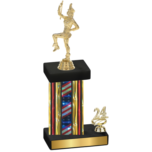 Accented Single Flag USA Year Majorette Trophy