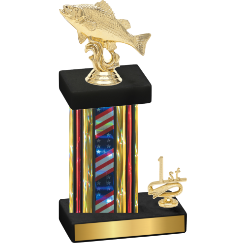 Accented Single Flag USA First Place Fishing Trophy