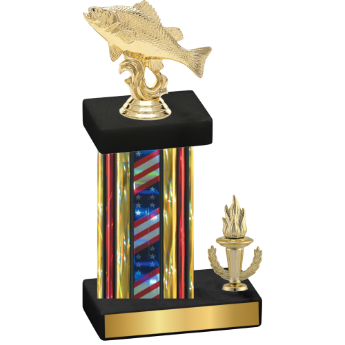 Accented Single Flag USA Victory Fishing Trophy