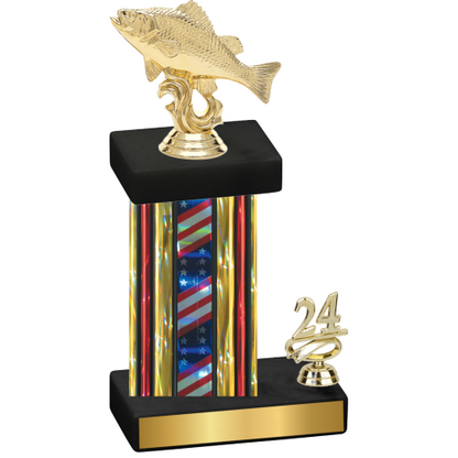 Accented Single Flag USA Year Fishing Trophy